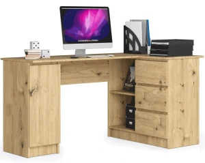 Prawe biurko narożne z szufladami dąb artisan  - Volume 4X