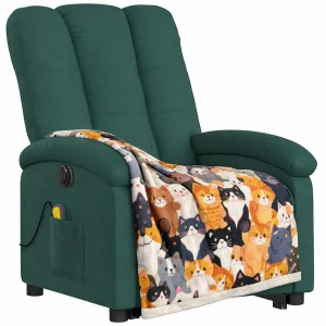 Zielony fotel masujący rozkładany z podnóżkiem - Rosani