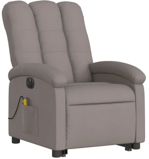 Rozkładany fotel wypoczynkowy podnoszony w kolorze taupe - Rosani