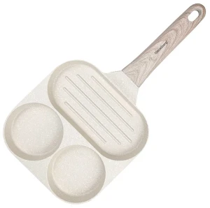 Kremowa 3 komorowa patelnia do smażenia jajek - Nives 5X