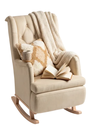 Kremowy bujany fotem wypoczynkowy z pikowaniem - Falup