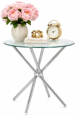 Nowoczesny okrągły stół ze szklanym blatem - Carlos