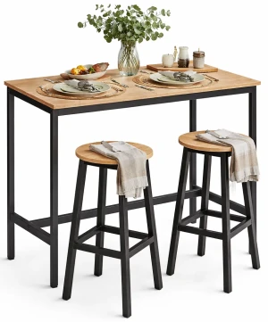 Loftowy stół barowy do kuchni z 2 stołkami dąb sonoma - Vega 4X