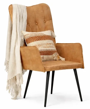 Brązowy fotel z wysokim oparciem - Selcha