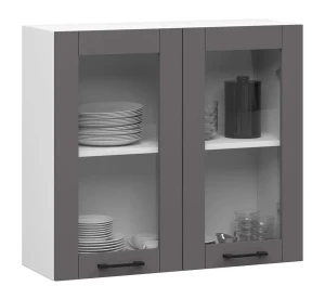 Szara górna szafka kuchenna z witryną - Vivienne 17X