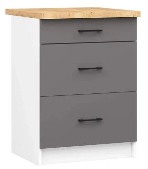Szara dolna szafka kuchenna z szufladami - Vivienne 10X 60 cm