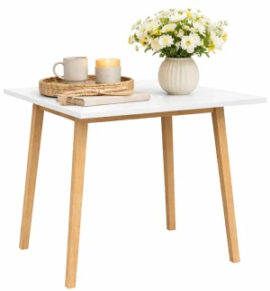 Stół naturalne drewno i biały blat - Himunir