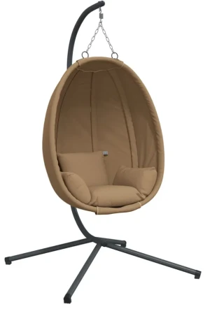Wiszące krzesło kokon ze stojakiem w kolorze taupe - Syntia 3X