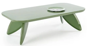 Nowoczesna prostokątna ława kawowa zielona- Harvel 3X