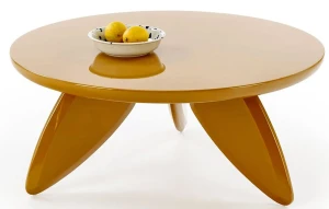 Okrągły nowoczesny stolik musztardowy - Harvel 4X