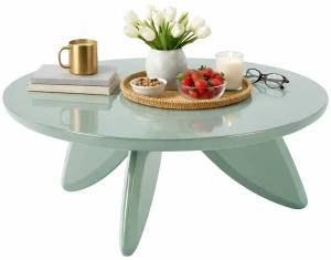 Nowoczesny okrągły stolik kawowy jasnoniebieski - Harvel 4X