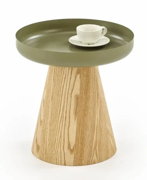 Nowoczesny stolik kawowy naturalny + zielony - Brixton