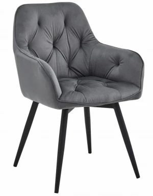 Pikowane nowoczesne szare krzesło obrotowe - Zasiox