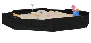 Czarna piaskownica z siedziskami ośmiokątna - Hermod