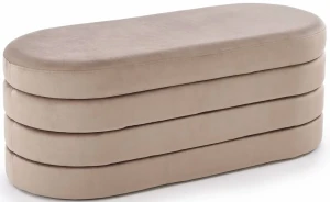 Beżowa tapicerowana pufa ze schowkiem - Dori