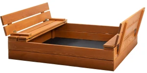 Zamykana drewniana piaskownica z ławeczkami 100 cm - Lawis