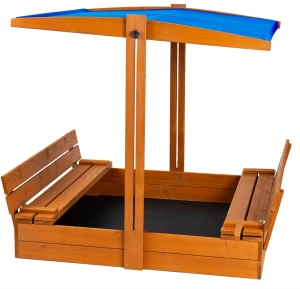 Niebieska piaskownica z daszkiem regulowanym 120 cm - Hose