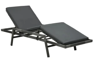 Szary fotel, leżak ogrodowy z poduszką - Midel