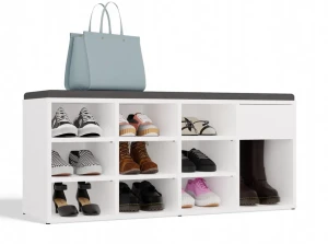 Biała szafka na buty z siedziskiem - Serdof