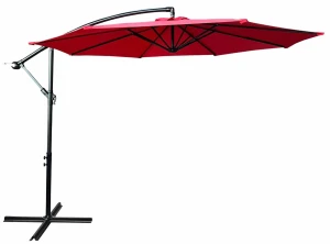 Czerwony okrągły parasol ogrodowy - Sunbrella