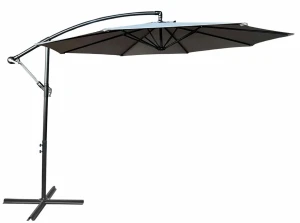 Szary okrągły parasol na taras - Sunbrella