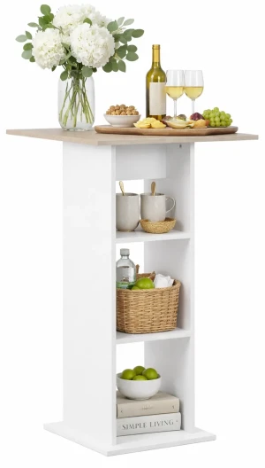 Stolik barowy kuchenny Sawnos – biało-betonowy