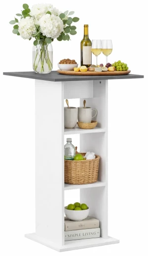 Stolik barowy kuchenny Sawnos – biało-szary