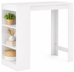 Stolik barowy z półkami April – biały