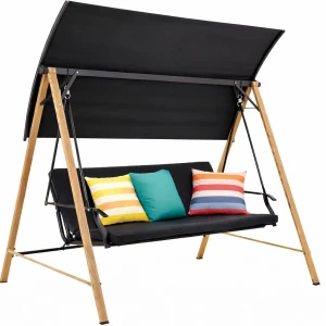 Szara huśtawka ogrodowa 3-osobowa - Sway