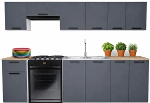 Zestaw mebli kuchennych 240 cm antracyt - Kovo