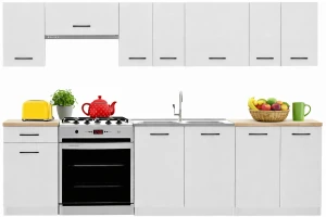 Biały komplet mebli kuchennych 240 cm - Kovo