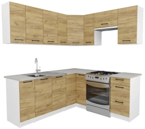 Komplet mebli kuchennych narożny dąb craft - Yumis