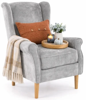 Szary tapicerowany fotel wypoczynkowy - Snug