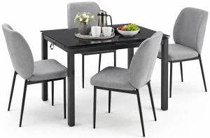 Czarny prostokątny stół z krzesłami - Zazu