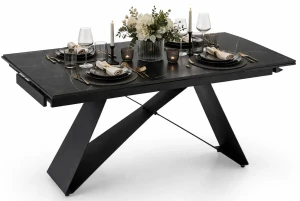 Rozkładany marmurowy czarny stół - Frosino