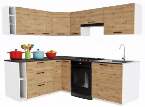 Meble kuchenne narożne dąb artisan - Voku