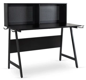 Czarne loftowe biurko z nadstawką - Rolkeno