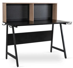 Loftowe biurko dla gracza brazowy + czarny - Rolkeno