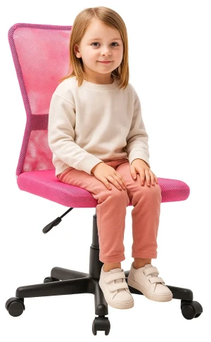 Różowy fotel obrotowy młodzieżowy - Rana 10X