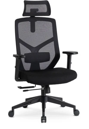 Czarny fotel obrotowy z zagłówkiem - Naho