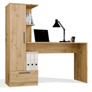 Nowoczesne biurko z regałem dąb artisan - Prisa