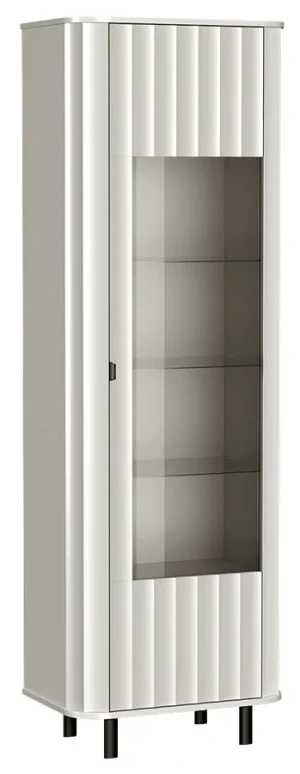 Biała wysoka witryna ryflowana do salonu - Egesio 6X