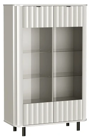 Biała ryflowana witryna szklana niska - Egesio 11X