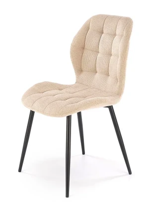 Beżowe tapicerowane krzesło pikowane - Luremo