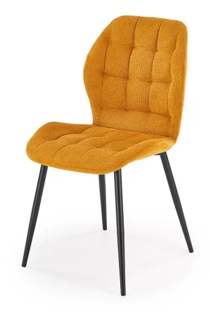 Musztardowe nowoczesne krzesło pikowane - Luremo