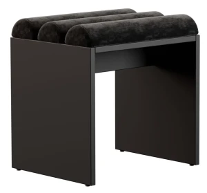 Czarny welurowy taboret do toaletki - Ardium
