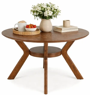 Brązowy okrągły stół do jadalni - Gink