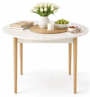 Okrągły rozkładany stół kaszmir + naturalny - Vogo