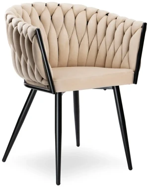 Beżowe krzesło tapicerowane plecione - Tisse 3X