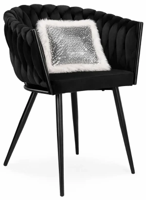 Czarne plecione krzesło do jadalni - Tisse 3X